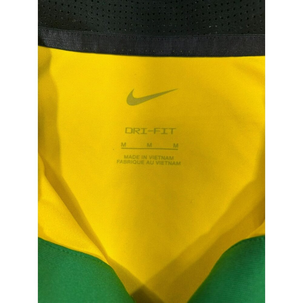 Nike Brasil Basketball Yellow Polo Shirt Green Collar & Sleeves Dri-Fit Size M - Picture 4 of 9